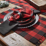 Wicklow Red and Black Yarn Check Placemats-Lange General Store