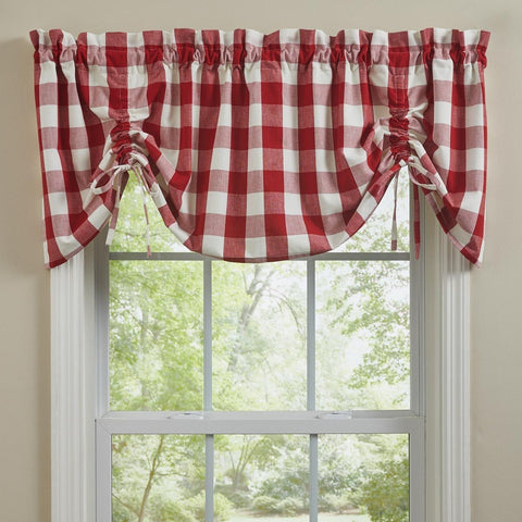 Wicklow Red Buffalo Check Farmhouse Valance-Lange General Store