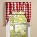 Buffalo Red and White Check Ruffled Swags-Lange General Store