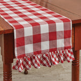 Buffalo Red and White Check Ruffled Table Runner-Lange General Store