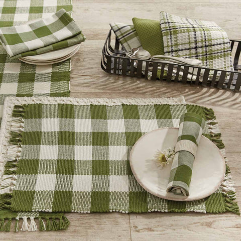 Wicklow Sage Yarn Check Placemats-Lange General Store