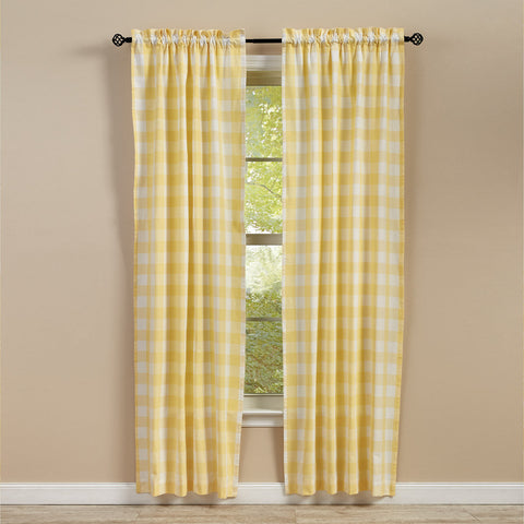 Buffalo Yellow Check Panel Curtains-Lange General Store