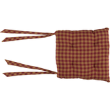 Burgundy Check Chair Pad-Lange General Store