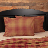 Burgundy Check Pillow Cases-Lange General Store