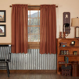 Burgundy Check Scalloped Short Panel Curtains-Lange General Store
