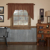 Burgundy Check Swag Curtains-Lange General Store