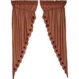Burgundy Star Long Prairie Curtains-Lange General Store