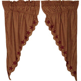 Burgundy Star Prairie Curtains-Lange General Store