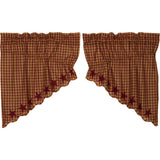Burgundy Star Prairie Swag Curtains-Lange General Store