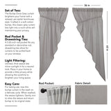 Burlap Dove Grey Prairie Short Panel Curtains-Lange General Store