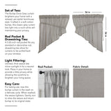 Burlap Dove Grey Prairie Swag Curtains-Lange General Store
