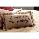 Burlap Natural Always Kiss Me Goodnight Pillow-Lange General Store
