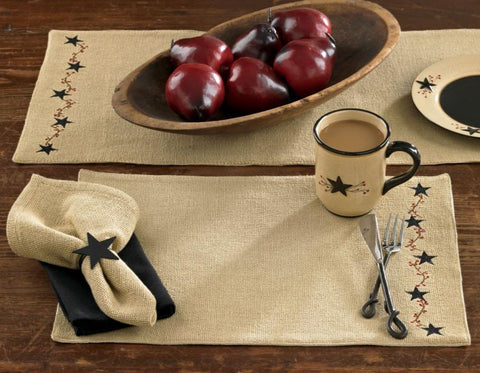 Burlap Pip and Star Placemats-Lange General Store
