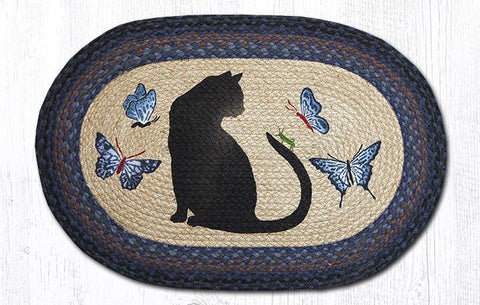 Butterfly Cat Braided Rug-Lange General Store