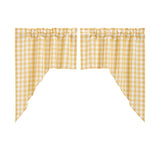 Cornsilk Yellow Buffalo Check Swag Curtains-Lange General Store