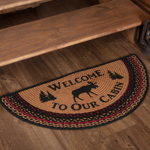 Cumberland Moose Welcome To Our Cabin Braided Half Circle Rug-Lange General Store