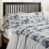 Dusk Blue Floral Ruffled Pillow Cases-Lange General Store