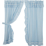 Dusk Buffalo Blue Check Ruffled Short Panel Curtains-Lange General Store