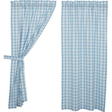 Dusk Buffalo Blue Check Short Panel Curtains-Lange General Store