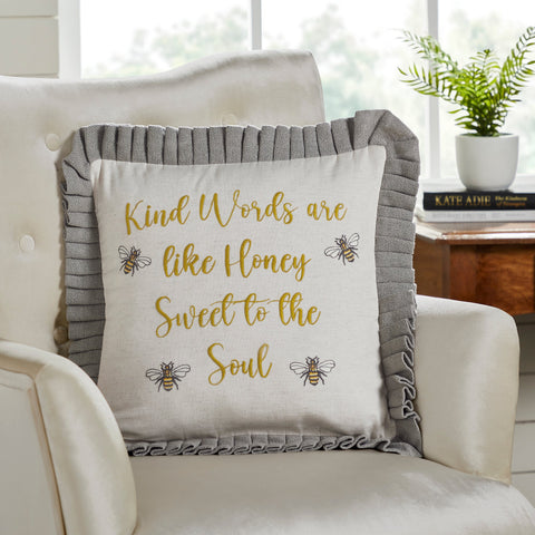 Embroidered Bee Honey Pillow-Lange General Store