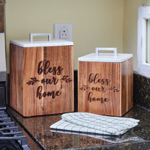 Farmhouse Wood Canisters-Lange General Store