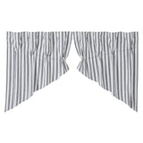 Farmstead Black Ticking Stripe Prairie Swag Curtains-Lange General Store