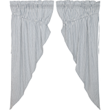 Sawyer Mill Blue Ticking Stripe Short Prairie Curtains-Lange General Store