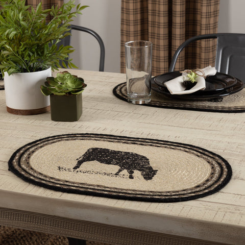 Farmstead Charcoal Cow Placemat - Set of 6-Lange General Store