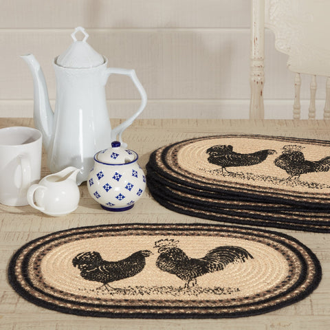 Farmstead Charcoal Poultry Placemat - Set of 6-Lange General Store