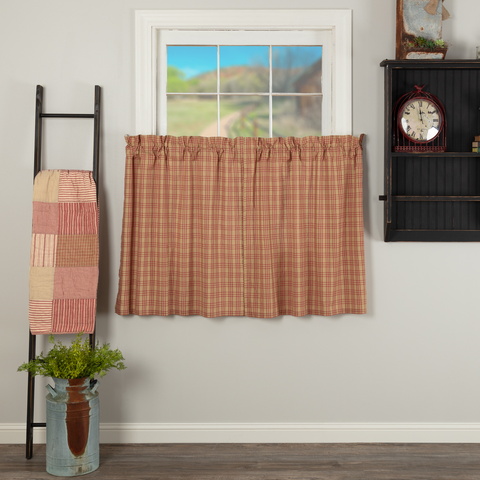 Sawyer Mill Red Plaid Tier Curtains 36"-Lange General Store