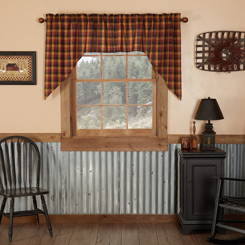 Heritage Farms Primitive Check Swag Curtains-Lange General Store