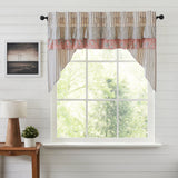 Kaila Ticking Blue Ruffled Swag Curtains-Lange General Store