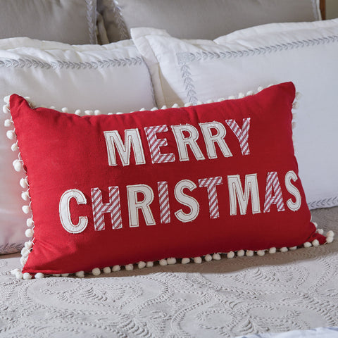 Merry Christmas Pom Pillow-Lange General Store