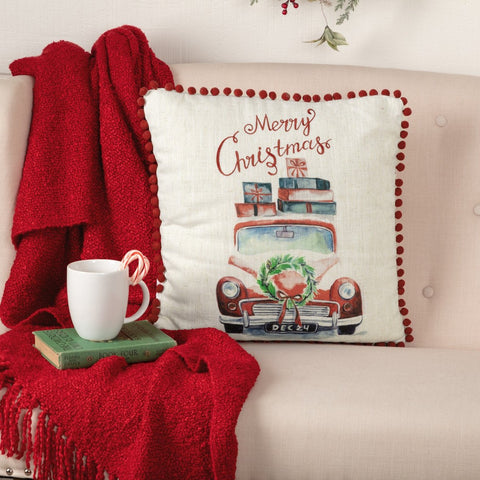 Merry Christmas Red Truck Pillow-Lange General Store