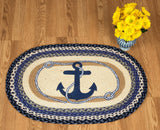 Navy Anchor Braided Rug-Lange General Store