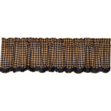 Navy Check Layered Lined Valance-Lange General Store