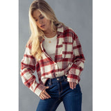 Plaid Flannel Button Down Shirt - Red-Lange General Store