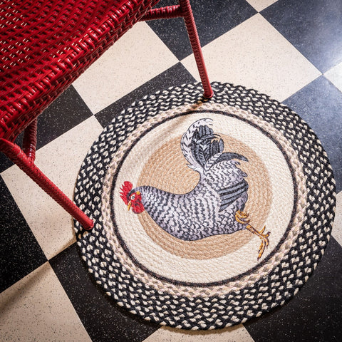Rocky Rooster Round Braided Rug-Lange General Store
