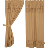 Simple Life Flax Khaki Ruffled Short Panel Curtains-Lange General Store