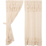 Simple Life Flax Natural Ruffled Short Panel Curtains-Lange General Store