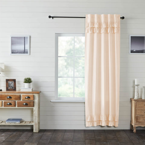Simple Life Flax Natural Ruffled Single Panel Curtain 96"-Lange General Store
