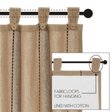 Stitched Burlap Natural Long Panel Curtains-Lange General Store