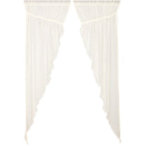 Tobacco Cloth Antique White Fringed Long Prairie Curtains-Lange General Store