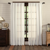 Tobacco Cloth Antique White Fringed Panel Curtains-Lange General Store