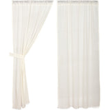 Tobacco Cloth Antique White Fringed Short Panel Curtains-Lange General Store
