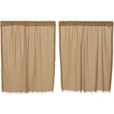 Tobacco Cloth Khaki Fringed Tier Curtains 36"-Lange General Store