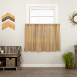 Tobacco Cloth Khaki Fringed Tier Curtains 36"-Lange General Store