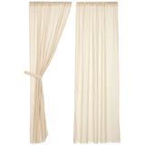 Tobacco Cloth Natural Fringed Panel Curtains-Lange General Store