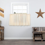 Tobacco Cloth Natural Fringed Tier Curtains 24"-Lange General Store