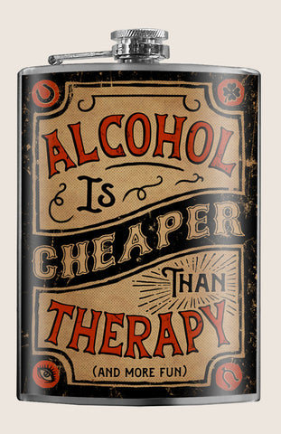 Vintage Flask - Alcohol Is Cheaper-Lange General Store